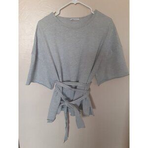 Zara Trafaluc Jersey Knit Cropped Top with Wrap Tie